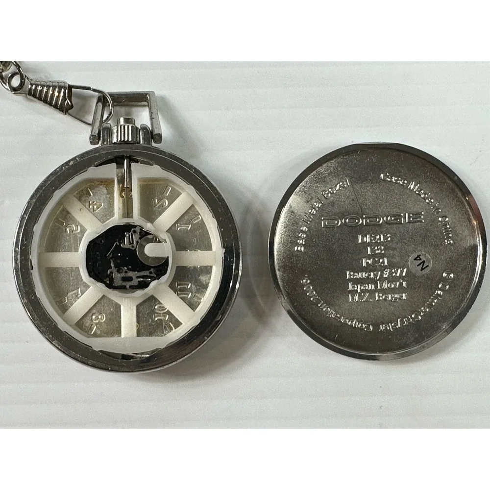 Vintage Dodge Ram Pocket Watch Chain Silver Red Not Running